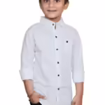 Cotton White Shirt for Kids Spread Collor