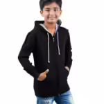 Black Melange Hooded Solid Boys Sweatshirt