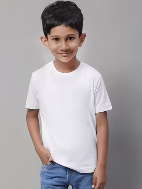 Unisex Boys & Girls Plain White T-Shirt