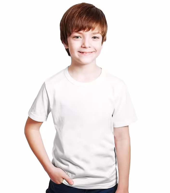 Kids Unisex Round Neck Cotton White T-Shirt
