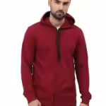 Men's Cotton Plain Maroon Hooded