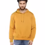 Mens Fleece Plain Mustard Hoodie