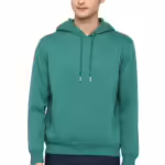 Mens Fleece Plain Sports Green Hoodie