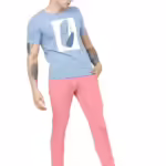 Men Plain Regular Fit Pink Pant