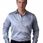 Men Satin Silk Formal Light Grey Shirt