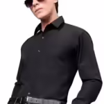 Men Cotton Plain Black Shirt