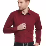 Men Cotton Plain Maroon Shirt