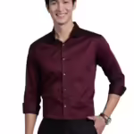 Men Satin Cotton Formal Wine Shirt