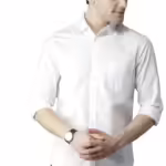 Men Solid Cotton Casual White Shirt
