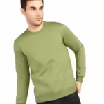 Men Round Neck Olive Sweatshirt