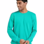 Men Plain Teal Blue Sweatshirt