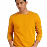 Men Plain Dark Yellow Sweatshirt