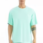 Men Cotton Loose Fit Light Green T-Shirt