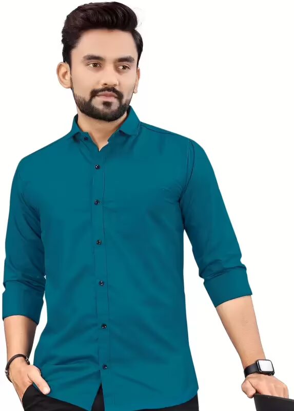 Men Regular Fit Solid Spread Collar Formal Shirt