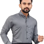 Grey Men Regular Fit Collar Formal Shirt