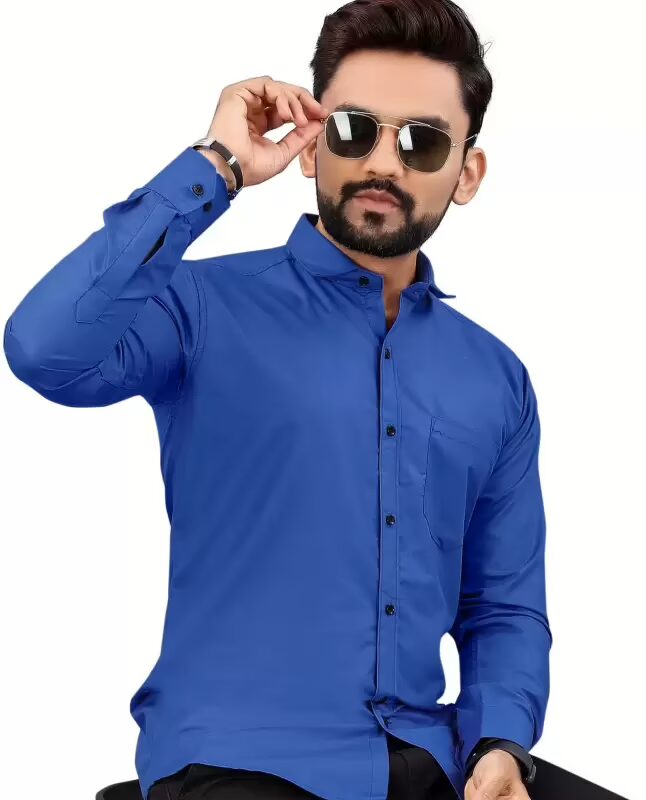 Men Blue Regular Fit Collar Formal Shirt