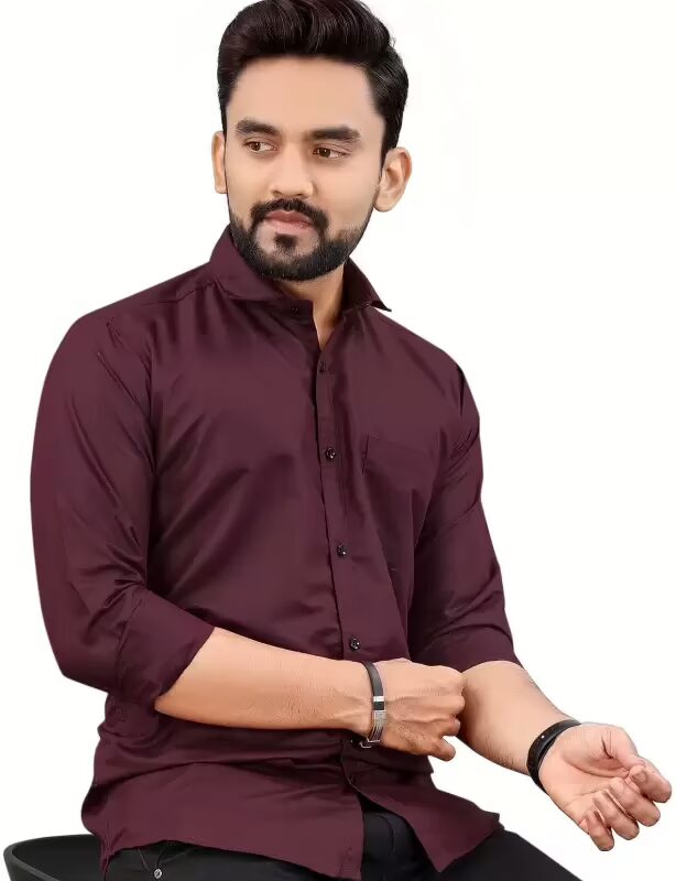 Wine Men Regular Fit Collar Formal Shirt