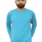 Classic Blue Men Round Neck Winter Pullover