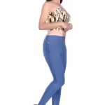 Women Strechable Denim Stone Blue Jeans
