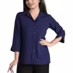 Women Plain Solid Formal Blue Shirts
