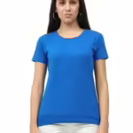 Women Plain Cotton Royal Blue T-Shirt