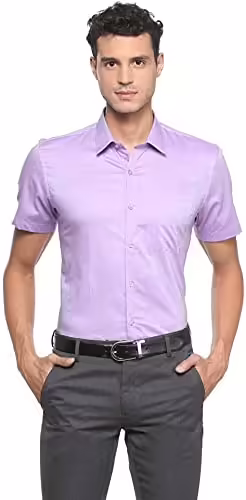 Purple Regular fit Half Sleeves Cotton Shirt