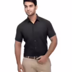 Black Half Sleeve Men Regular Fit Shirt
