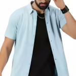 Aqua Blue Mens  Half Sleeve Shirts
