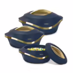 Milton Pearl Inner Stainless Steel Jr.(455 ml, 860 ml, 1270 ml), Blue Pack of 3 Serve Casserole??(455 ml, 860 ml, 1270 ml)