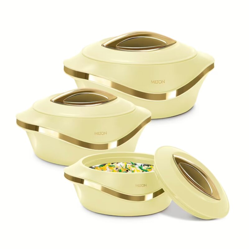 Milton Pearl Inner Stainless Steel Jr.Pack of 3 Serve Casserole?Ivory?(455 ml, 860 ml, 1270 ml)