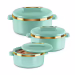 Milton Curve Inner Stainless Steel Casserole Jr. Green Pack of 3 Serve Casserole??(450 ml, 840 ml, 1300 ml)