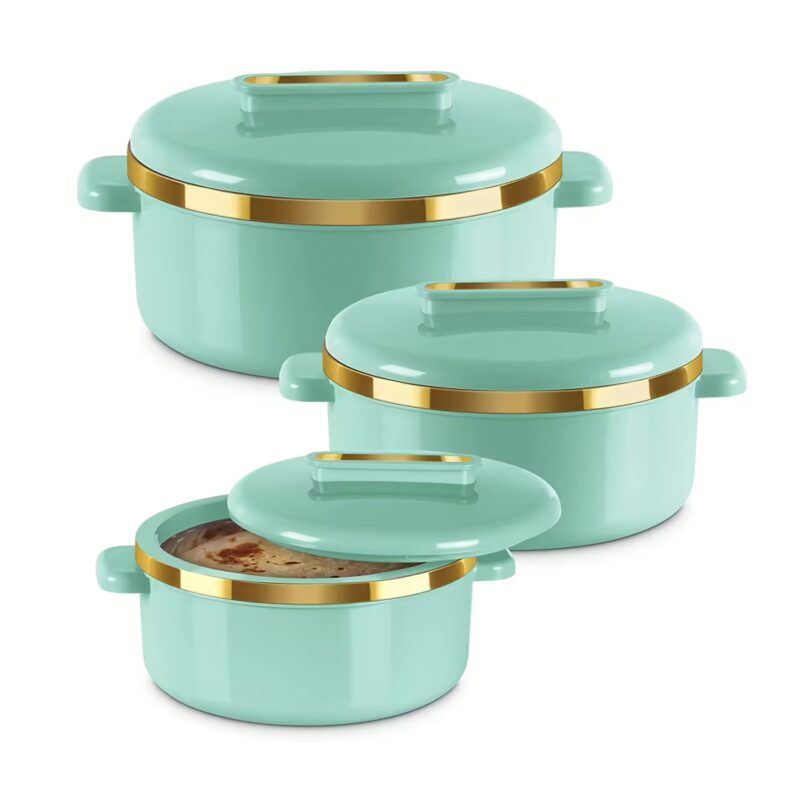 Milton Curve Inner Stainless Steel Casserole Jr. Green Pack of 3 Serve Casserole??(450 ml, 840 ml, 1300 ml)