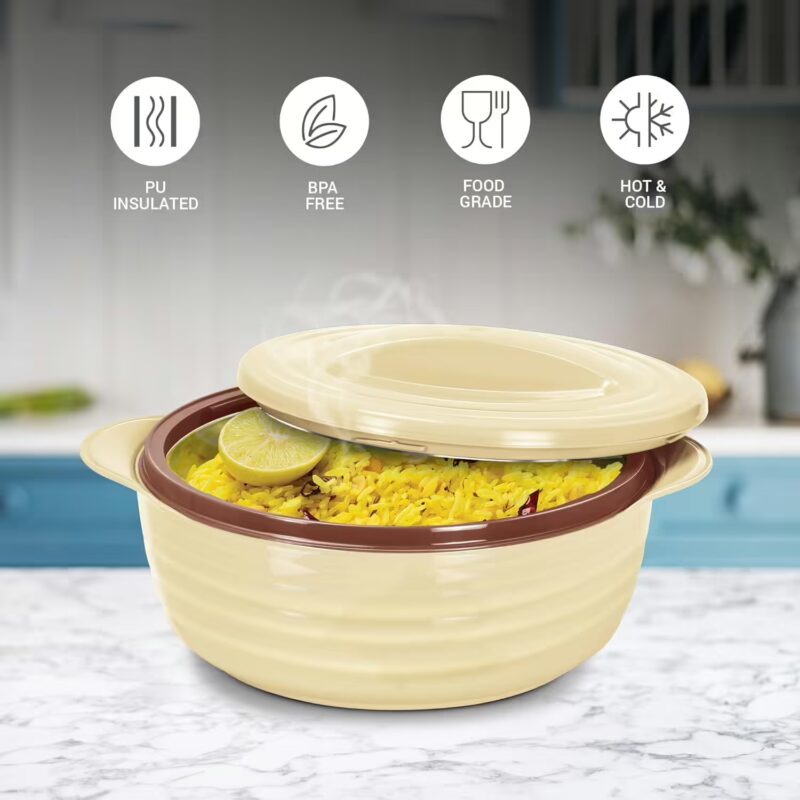 Milton Aspire 2500 Inner Stainless Steel Casserole, 1875 ml, Beige Serve Casserole??(1875 ml)
