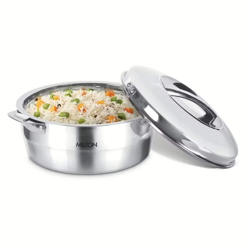 Milton Empress 2500 Stainless Steel Casserole, 2300 ml, Double walled Serve Casserole??(2300 ml)Silver