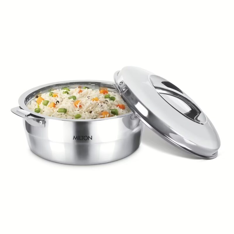 Milton Empress 1500 Stainless Steel Casserole, 1500 ml, Silver, Double walled Serve Casserole??(1500 ml)