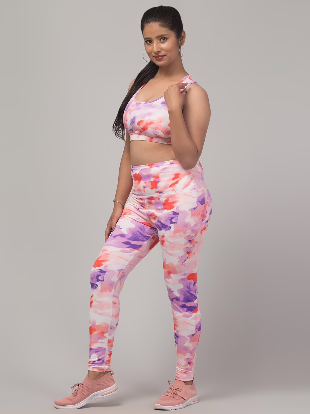 Stylish Printed Women Gym Tights and Bra Set - Image 4