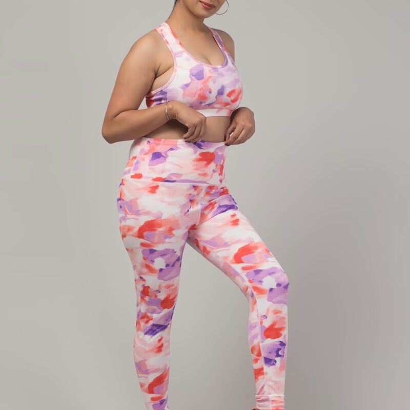 Stylish Printed Women Gym Tights and Bra Set