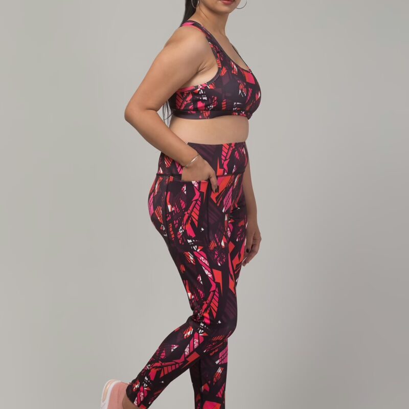 Classy Printed Women Gym Tights and Bra Set