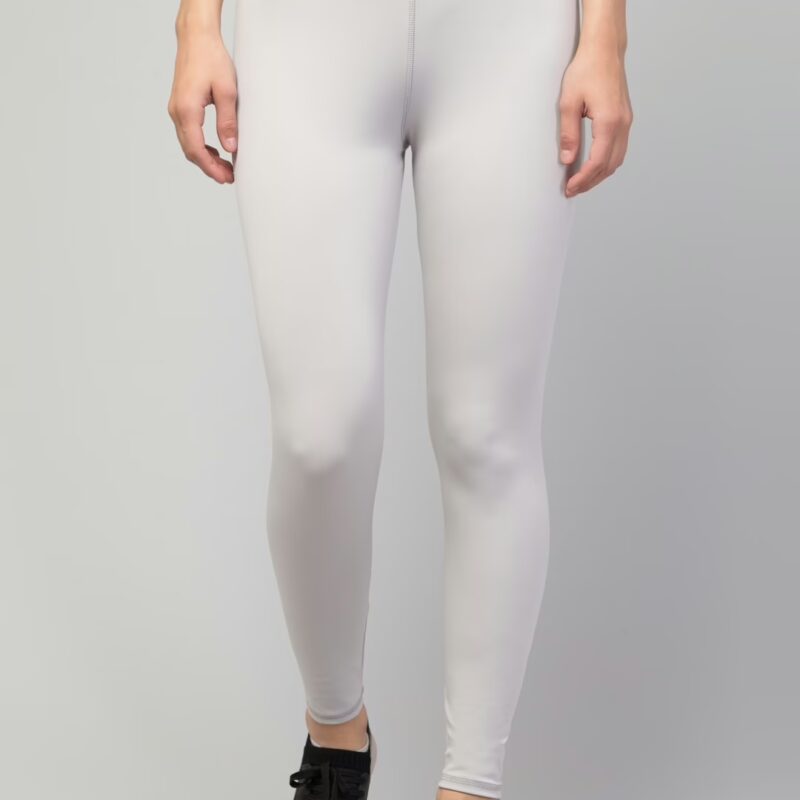 Elegant Light Grey Women Plain Gym Tights
