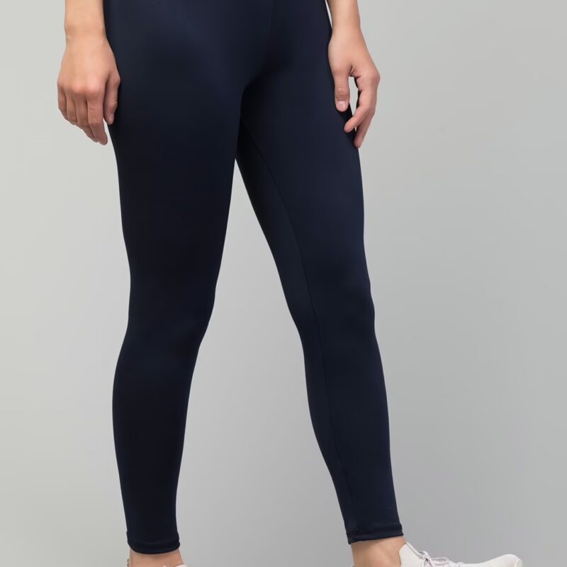 Classic Women Navy Plain Gym Tights
