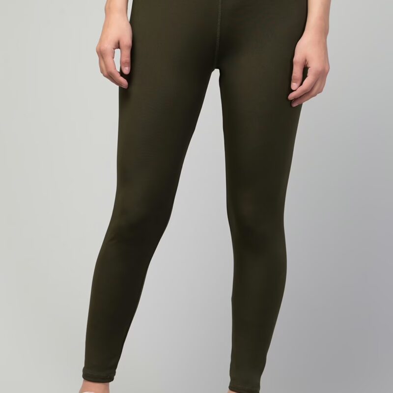 Classy Women Olive Plain Gym Tights