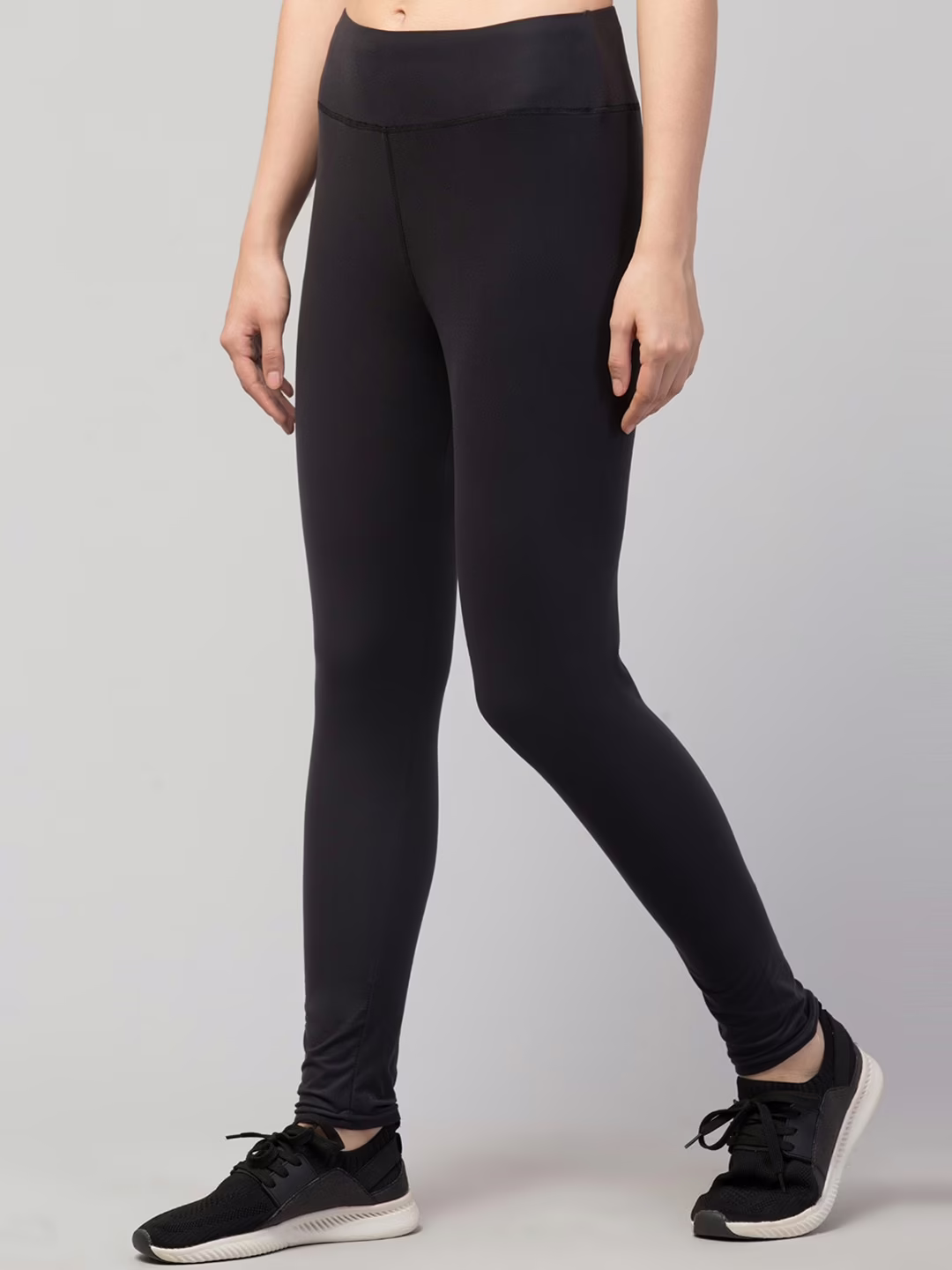 Comfort Women Black Plain Gym Tights