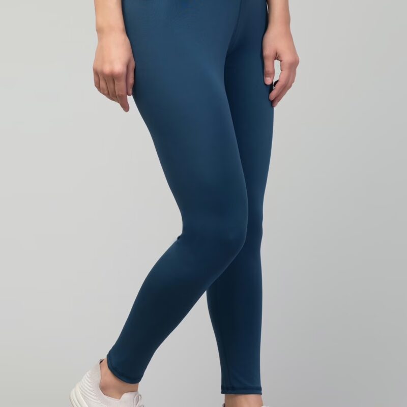 Classy Teal Women Plain Gym Tights