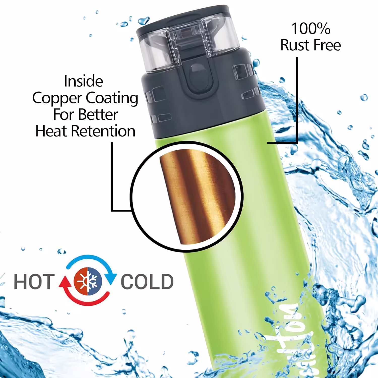 Milton Atlantis 400 Thermosteel Insulated Water Bottle, 350 ml Flask??(Pack of 1, Green, Steel)
