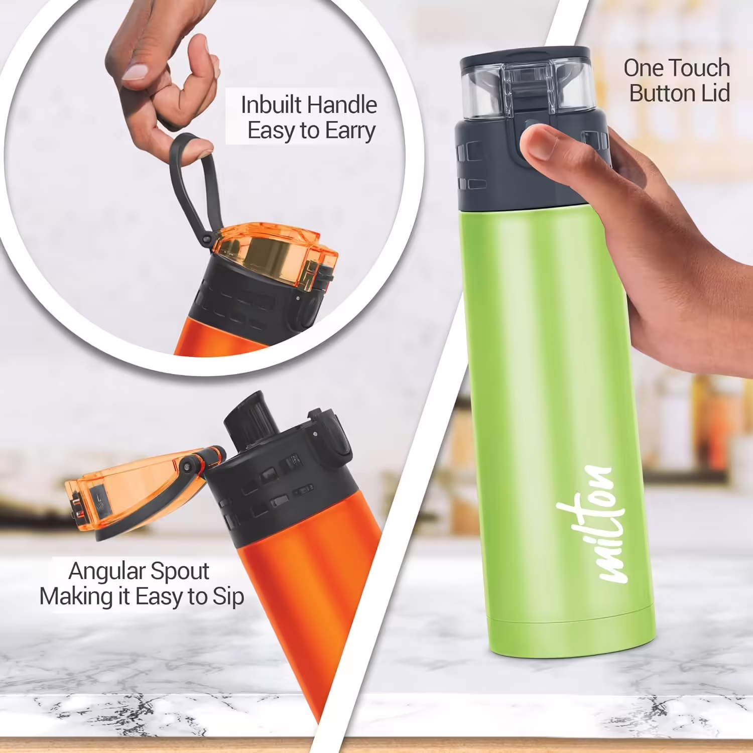 Milton Atlantis 900 Thermosteel Insulated Water Bottle, 750 ml Flask??(Pack of 1, Green, Steel)