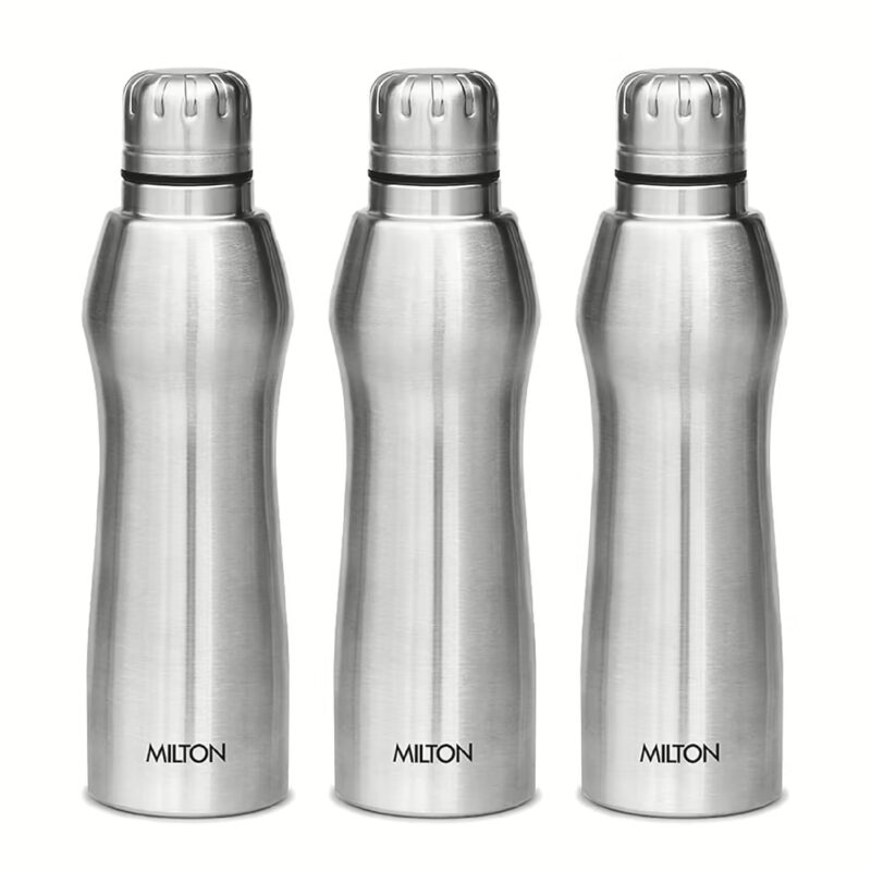 Milton Elate 1000 Stainless Steel Water Bottle 880 ML Bottle??(Pack of 3, Silver, Steel)