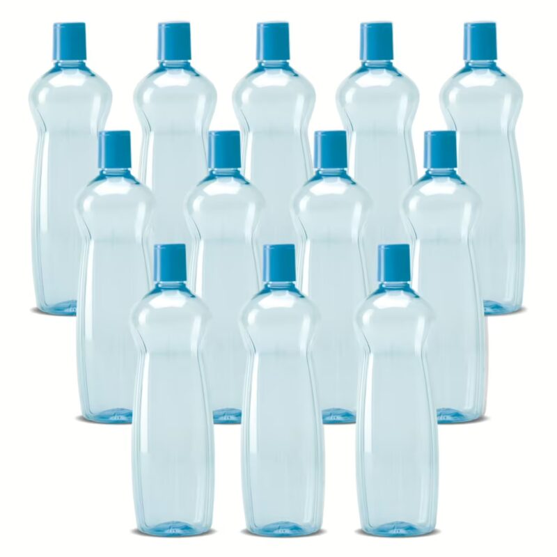 Milton Pacific 1000 Pet Water Bottles, 1 Litre Each, Set of 12, Sky Blue | BPA Free 1000 ml Bottle??(Pack of 12, Blue, PET)