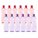 Milton Pacific 1000 Pet Water Bottles, 1 Litre Each, Set of 12, Purple and Red 1000 ml Bottle??(Pack of 12, Purple, Red, PET)