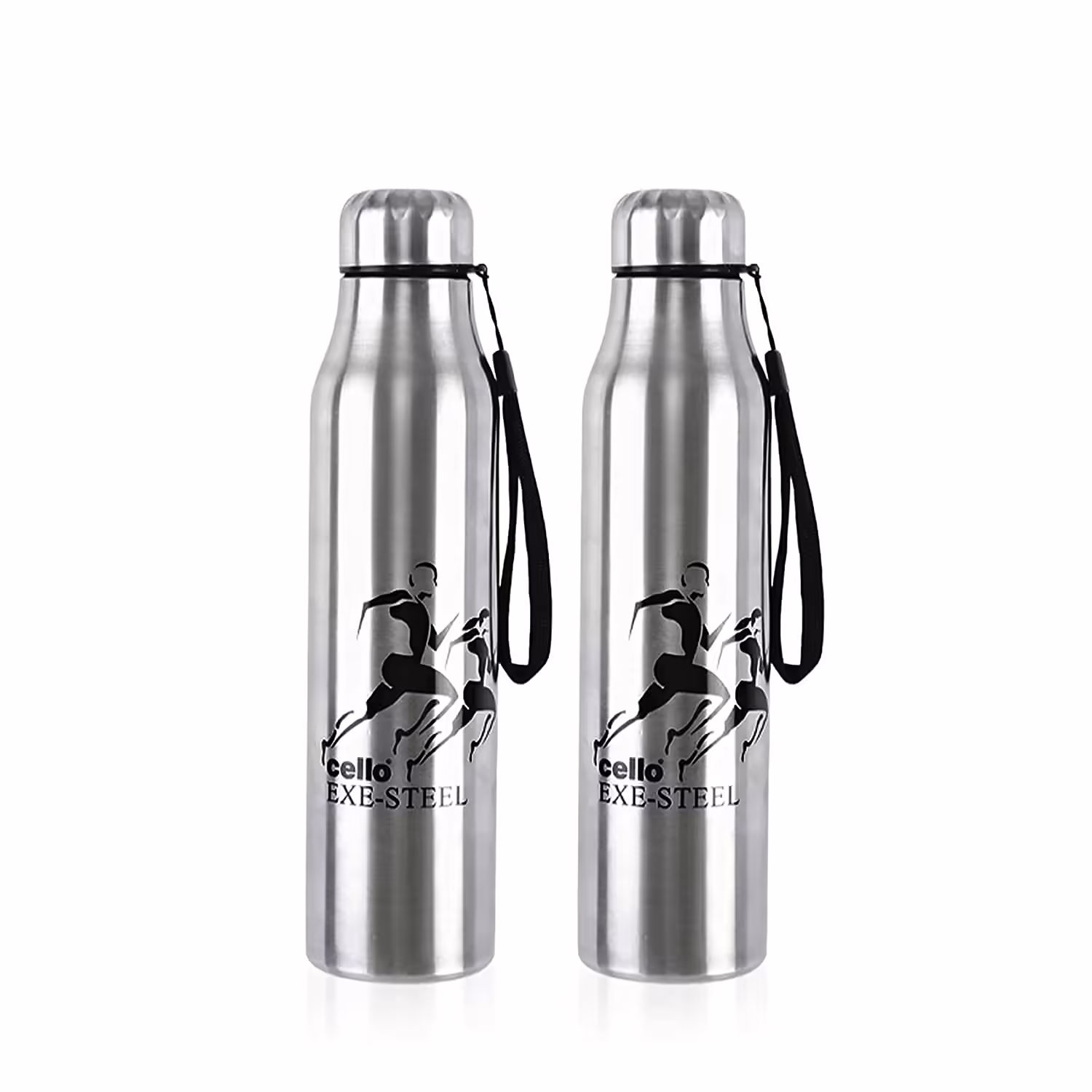 Cello Goldie Stainless Steel Water Bottle Set, 1 Litre, Set of 2 pcs, Silver 1000 ml Bottle??(Pack of 2, Silver, Steel)
