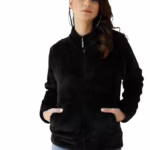 Women Full Sleeve Fur Black Jacket